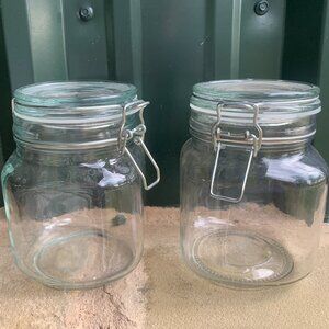 JARS - 2 airtight 32oz hermetic Glass Jars hinged wire Lid Kitchen Arts & Crafts